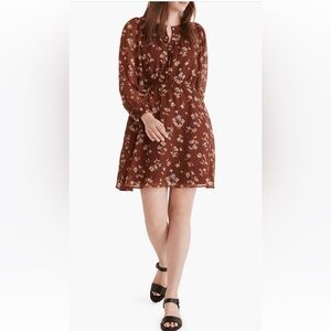 Madewell Norma Rae Floral Print Long Sleeve Dress